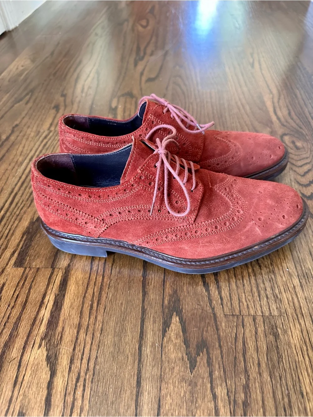 Donald J. Pliner Men’s Red-Brown Suede Brogue Oxfords Habick 23 size 8.5